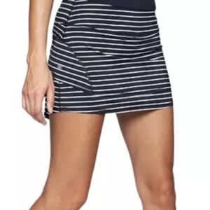 ATHLETA Stealth Navy White Striped Tennis Skort Skirt Size L